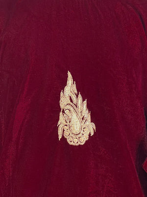 Maroon Velvet Phiran with Tilla Embroidery