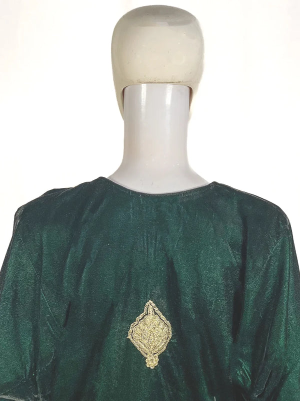 Bottle Green Velvet Phiran with Tilla Embroidery