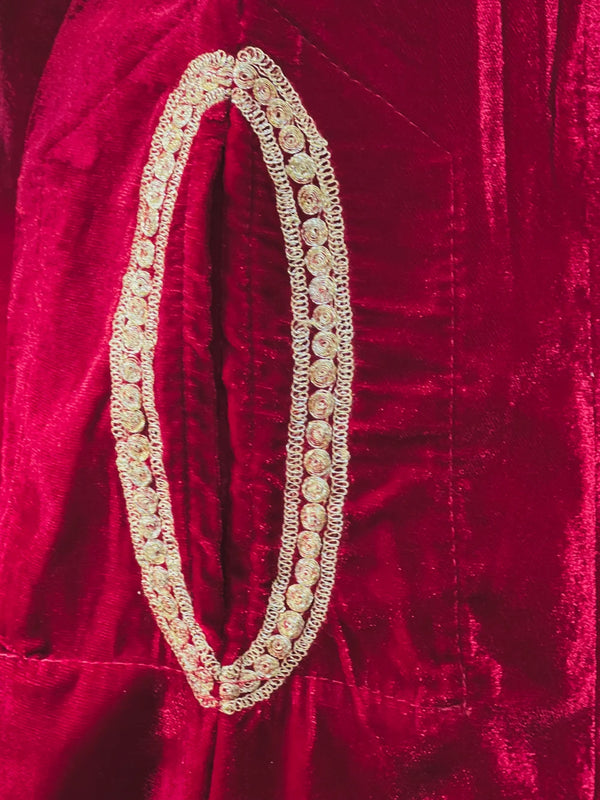Red Velvet Phiran with Tilla Embroidery