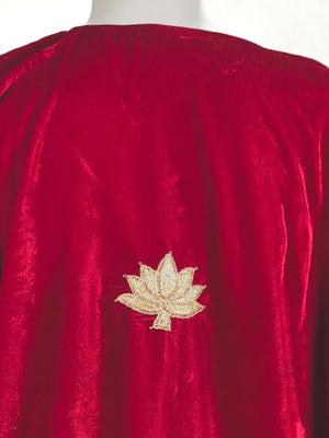 Red Velvet Phiran with Tilla Embroidery