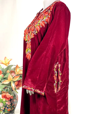 Velvet Phiran with Kashmiri Aari Embroidery