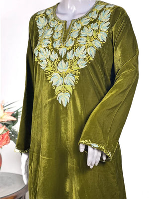 Velvet Phiran with Kashmiri Aari Embroidery
