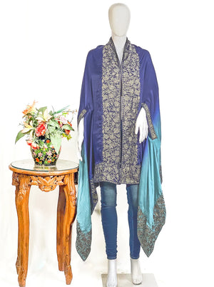 Pure Satin Ombre Cape with Zari Thread Work