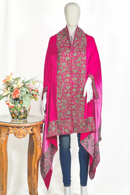 Pure Satin Ombre Cape with Zari Thread Work