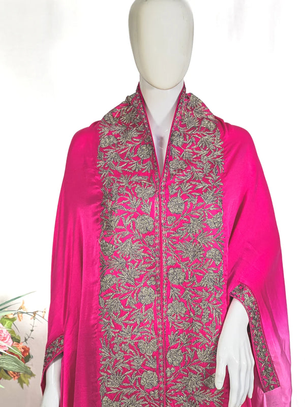 Pure Satin Ombre Cape with Zari Thread Work