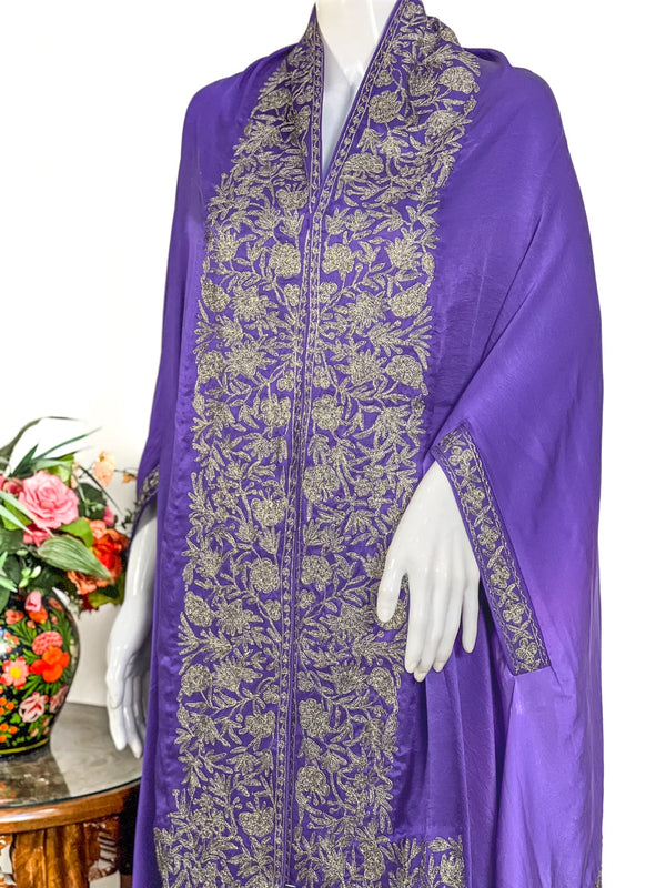Pure Satin Ombre Cape with Zari Thread Work