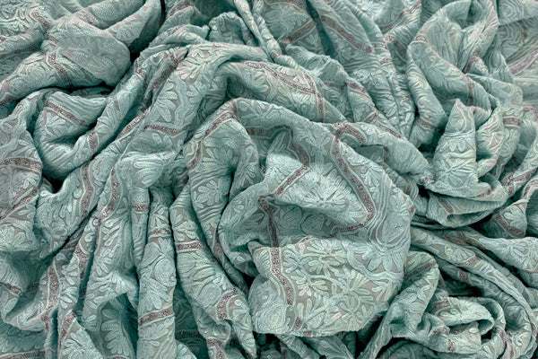 Kashmiri Self Jamawar Paisley Embroidery Running Fabric
