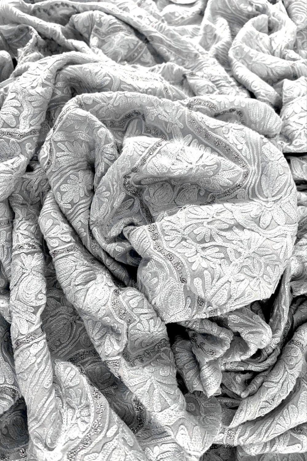 Kashmiri Self Jamawar Paisley Embroidery Running Fabric
