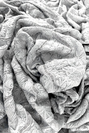 Kashmiri Self Jamawar Paisley Embroidery Running Fabric
