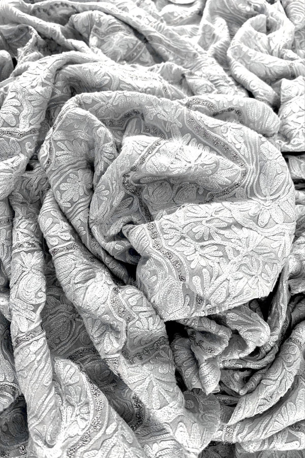 Kashmiri Self Jamawar Paisley Embroidery Running Fabric