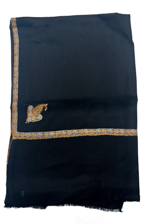 Black Pashmina Sozni Shawl