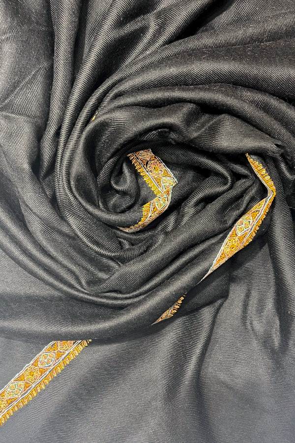 Black Pashmina Sozni Shawl