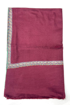Maroon Sozni Border Pashmina Shawl