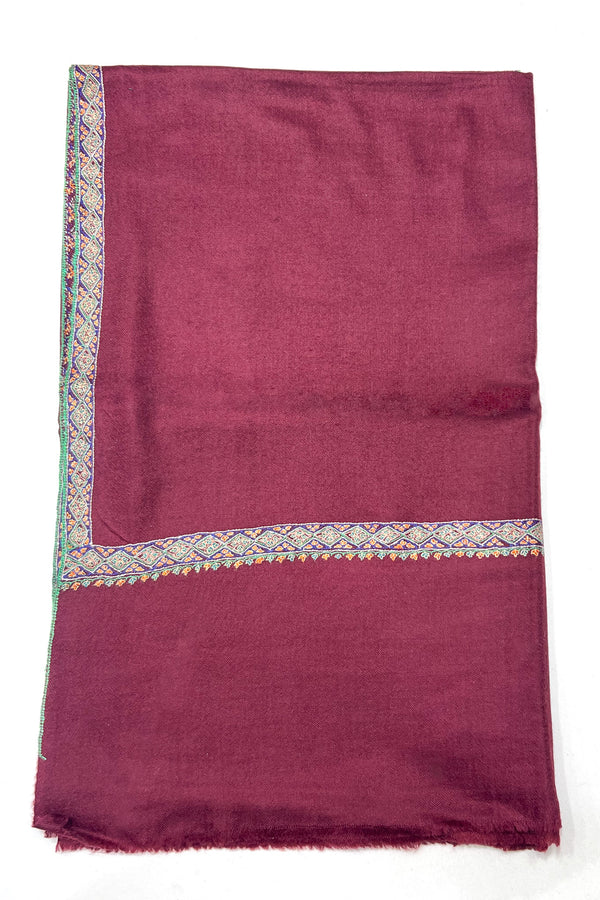 Onion Pink Sozni Border Pashmina Shawl