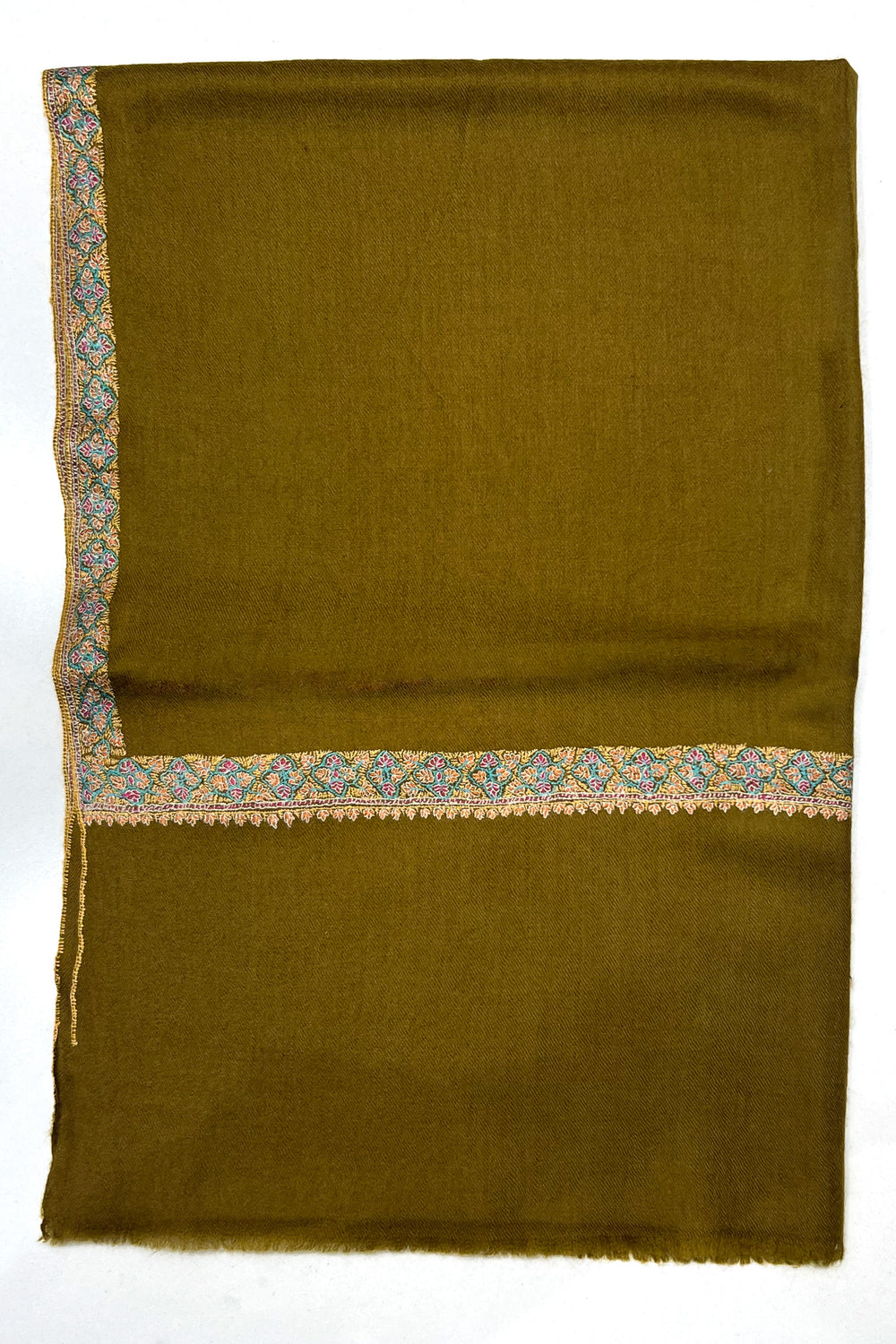 Mustard Sozni Border Pashmina Shawl