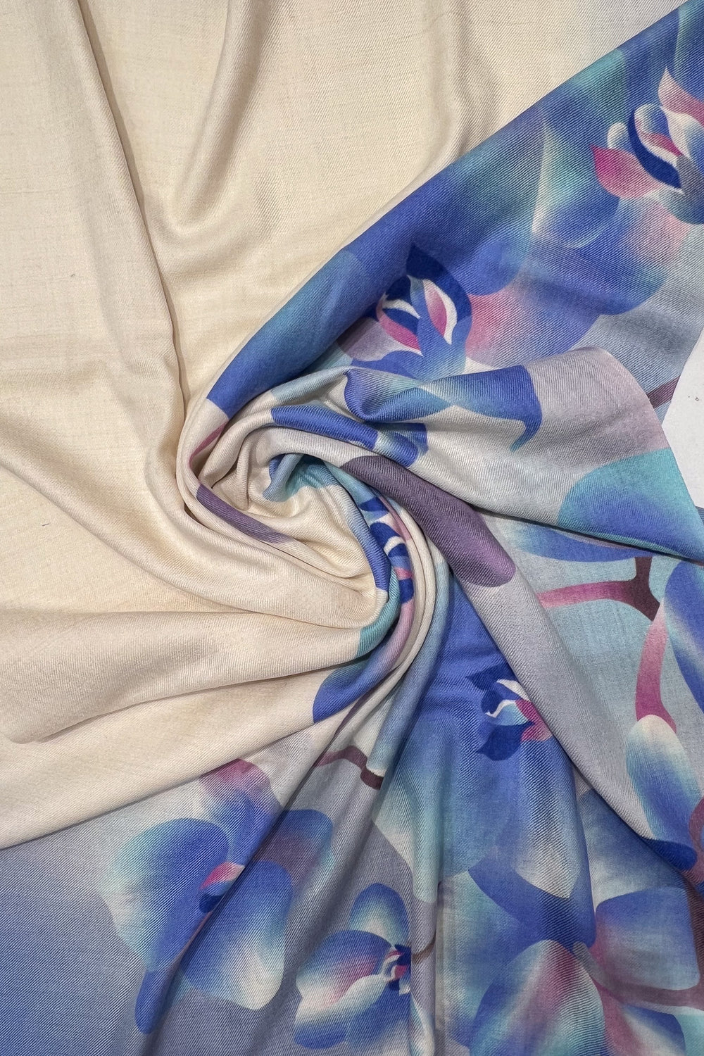 Orchid Bloom Hand-Painted Pure Pashmina Stole