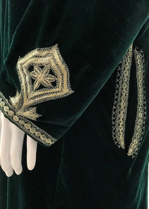 Green Velvet Phiran with Dull Gold Zari Work