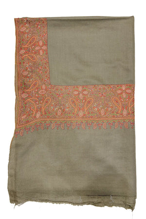 Natural Kalamdor 4 Side Border Hand Embroided Pashmina Shawl