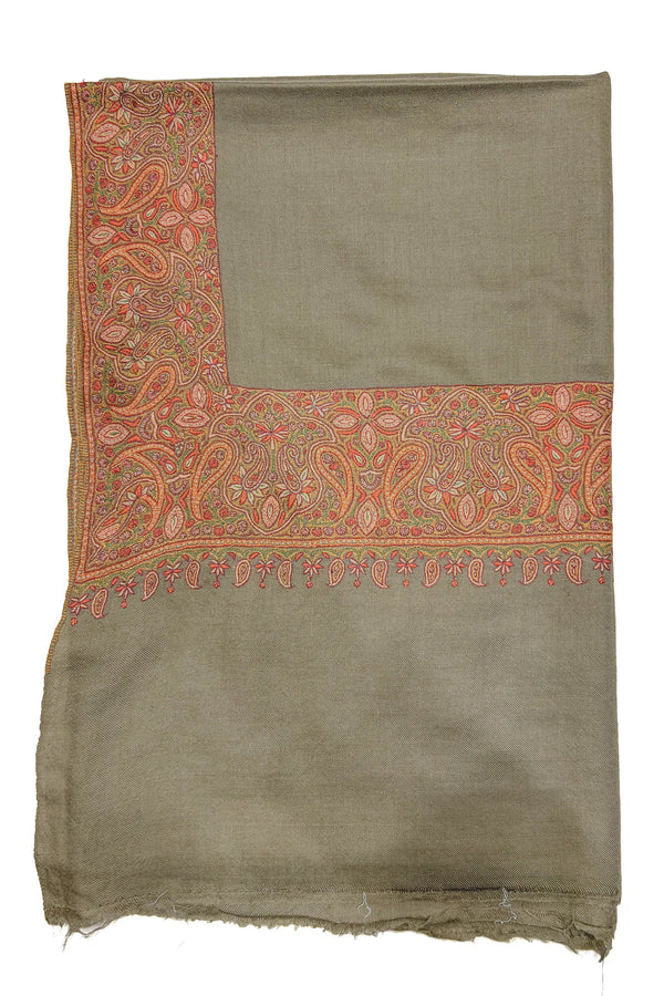 Natural Kalamdor 4 Side Border Hand Embroided Pashmina Shawl