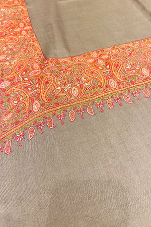 Natural Kalamdor 4 Side Border Hand Embroided Pashmina Shawl
