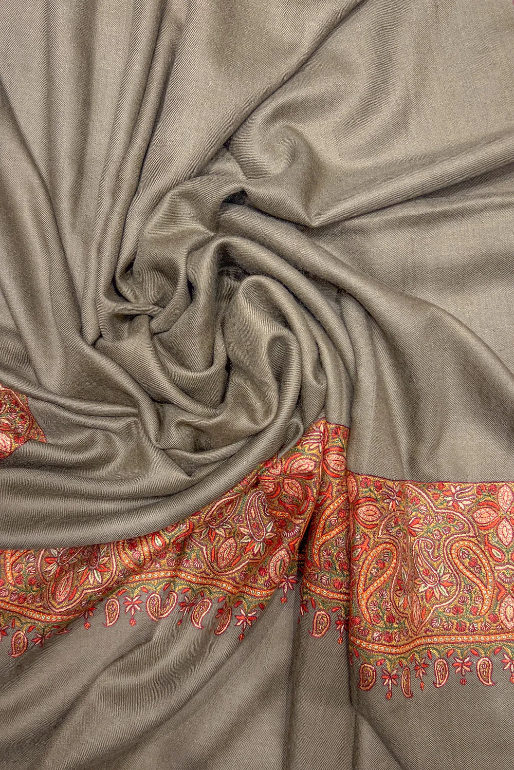 Natural Kalamdor 4 Side Border Hand Embroided Pashmina Shawl