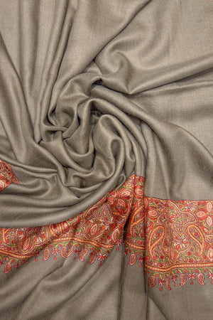 Natural Kalamdor 4 Side Border Hand Embroided Pashmina Shawl