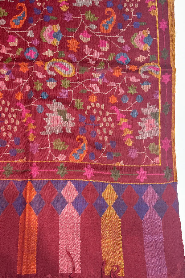 Maroon Kani Pure Pashmina Shawl