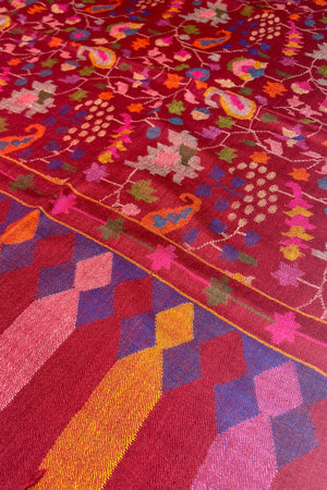 Maroon Kani Pure Pashmina Shawl