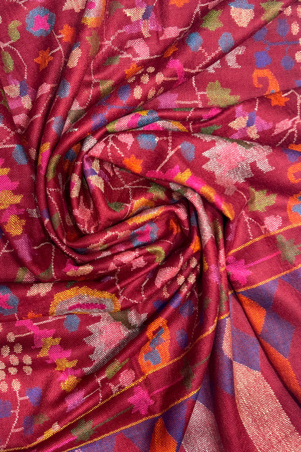 Maroon Kani Pure Pashmina Shawl