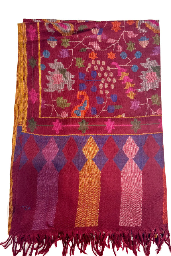 Maroon Kani Pure Pashmina Shawl