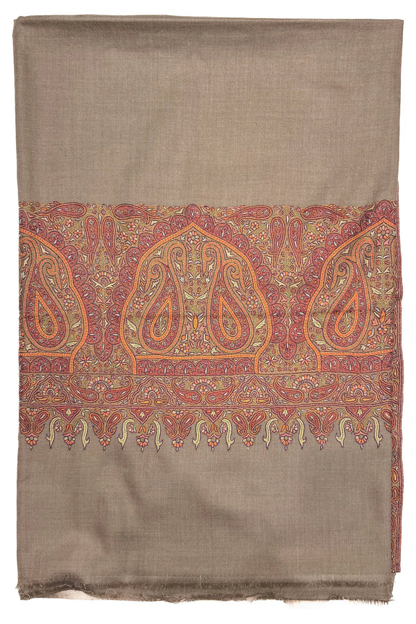 Natural Pure Pashmina Gents Shawl With Hand Sozni Border Design