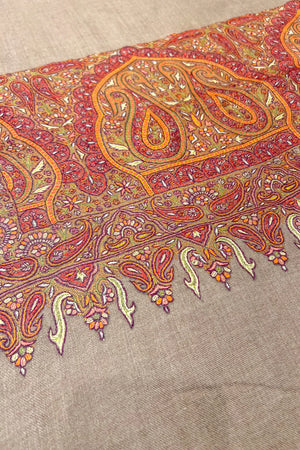 Natural Pure Pashmina Gents Shawl With Hand Sozni Border Design