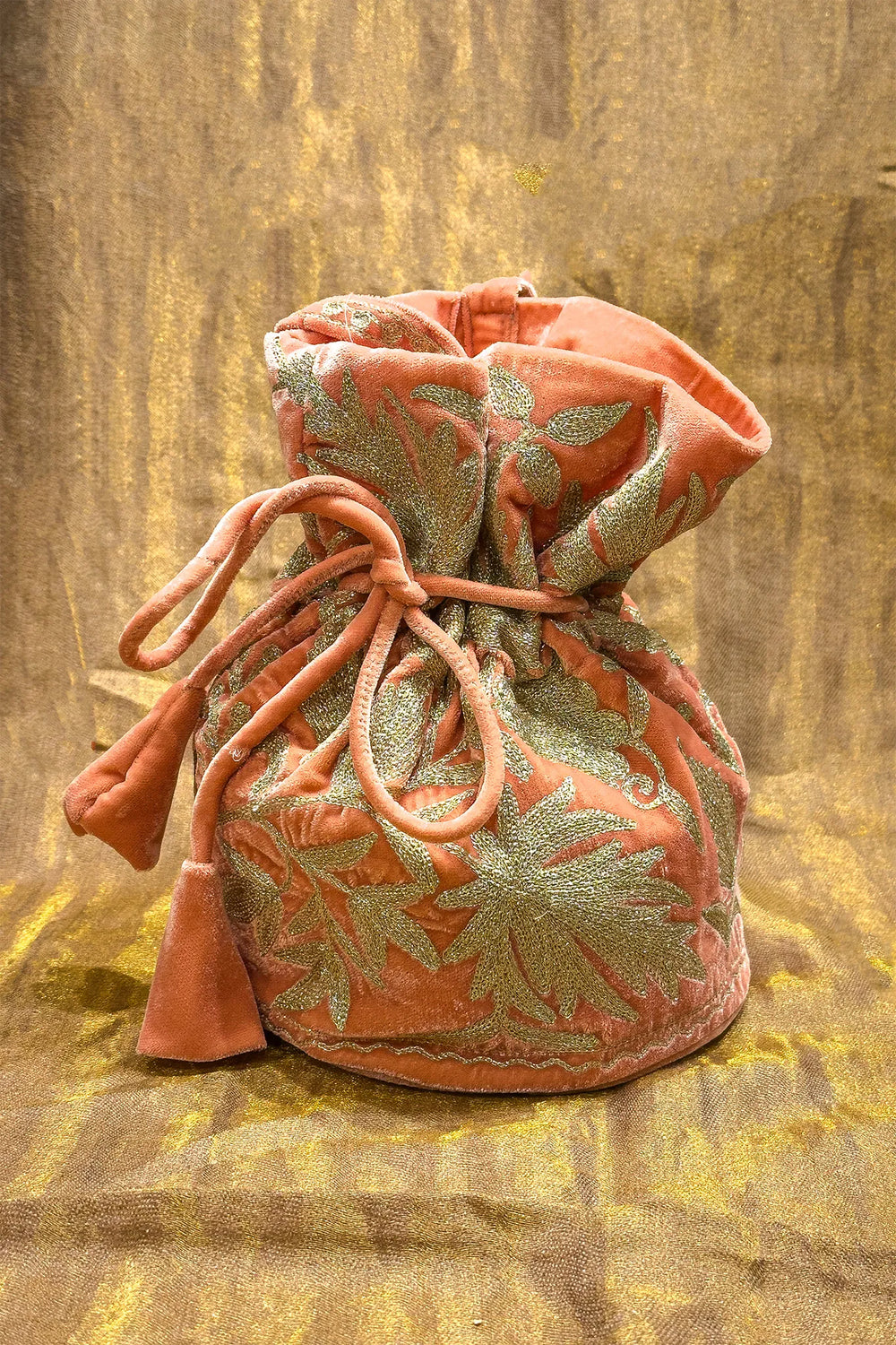 Peach Potli Bag: Chinaar Jaal