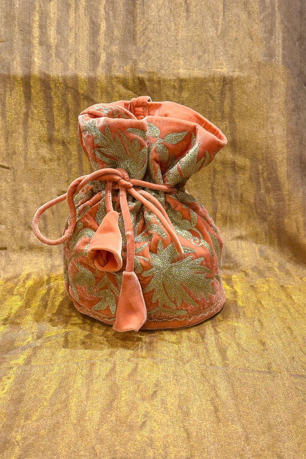 Peach Potli Bag: Chinaar Jaal