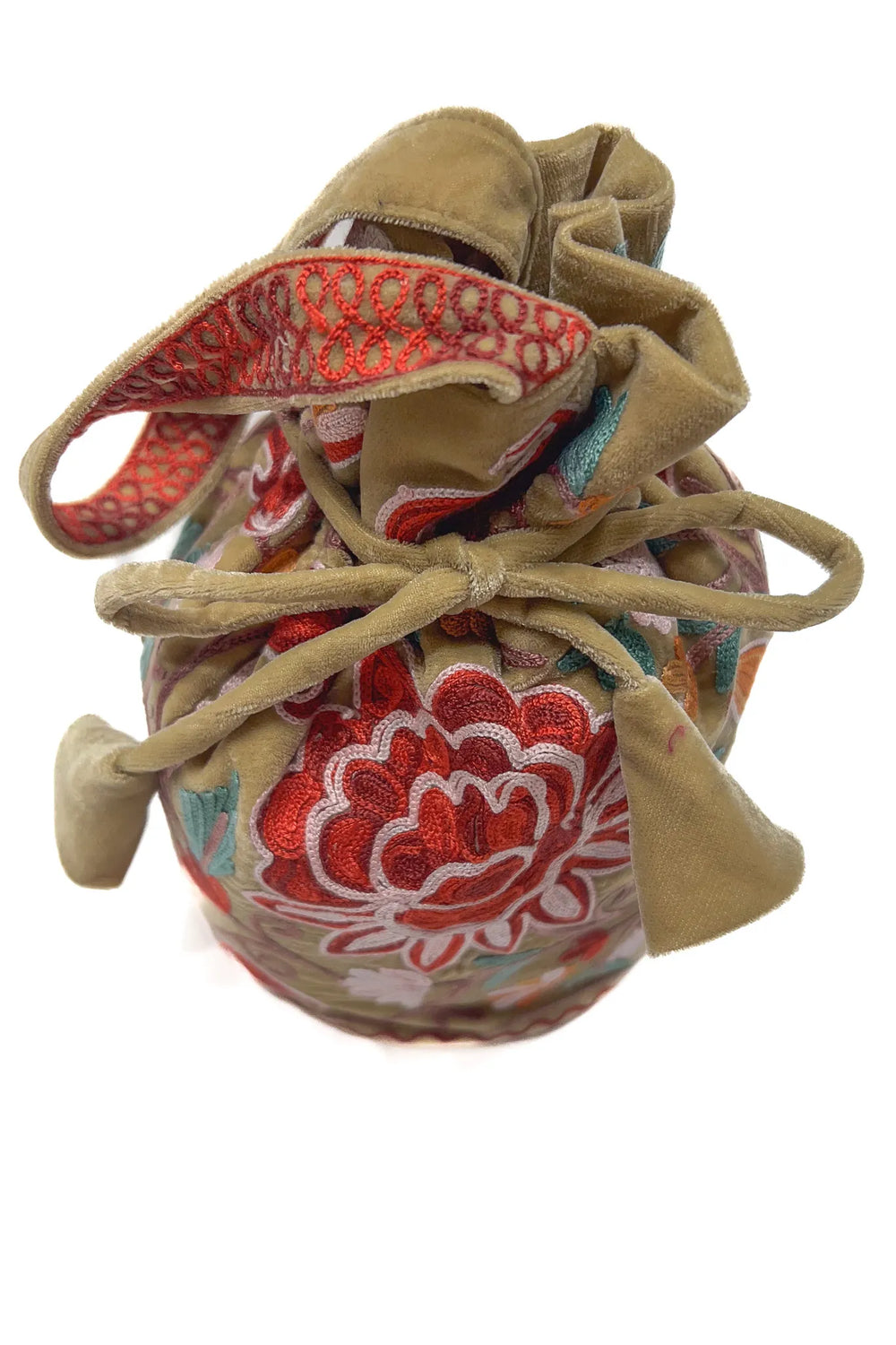 Beige Aari Jaal Embroidered Potli Bag
