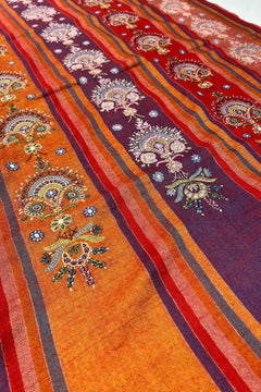 Stripes Pure Pashmina Shawl Sozni Hand Work