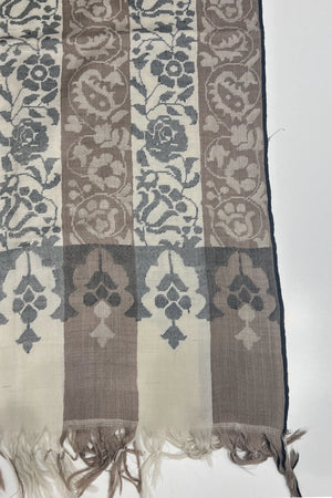Off-White & Natural Kani Pure Pashmina Stripe Shawl