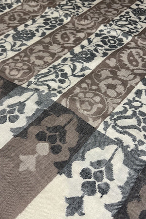 Off-White & Natural Kani Pure Pashmina Stripe Shawl