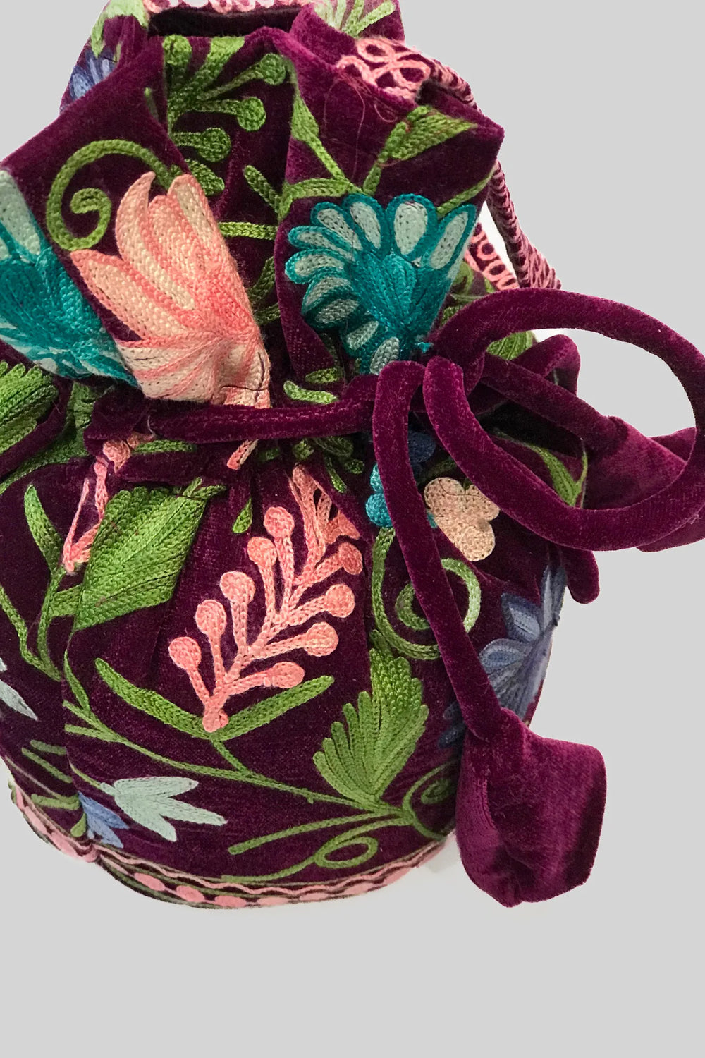 Purple Aari Jaal Embroidered Potli Bag