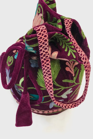 Purple Aari Jaal Embroidered Potli Bag