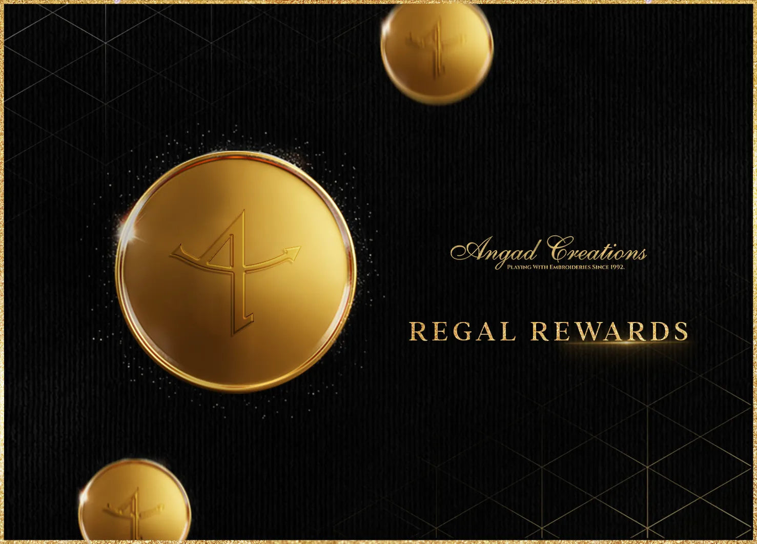 Coin with angad creations logo and rewards text