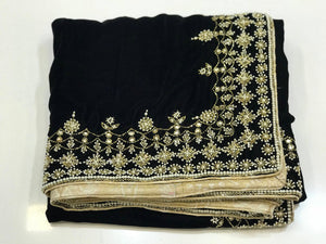 Velvet Orni with Hand Cut Dana and Pearl Work