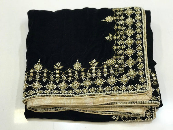 Velvet Orni with Hand Cut Dana and Pearl Work