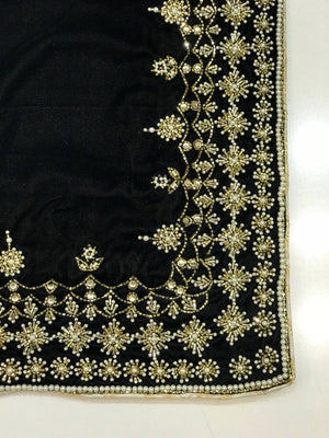 Velvet Orni with Hand Cut Dana and Pearl Work