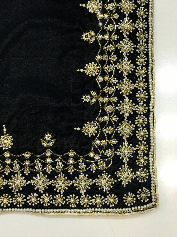 Velvet Orni with Hand Cut Dana and Pearl Work