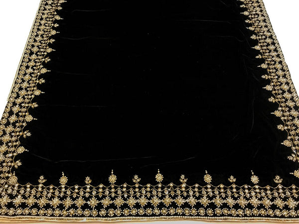 Velvet Orni with Hand Cut Dana and Pearl Work