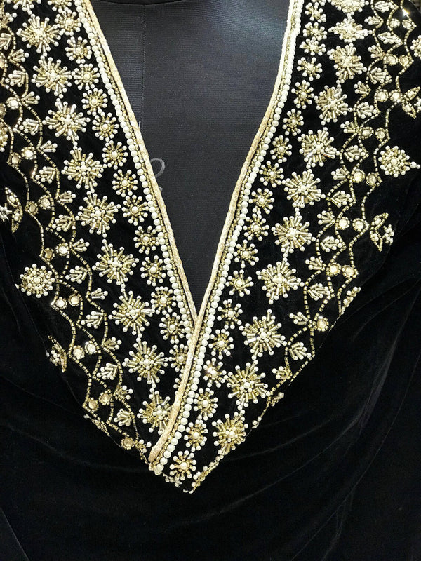 Velvet Orni with Hand Cut Dana and Pearl Work