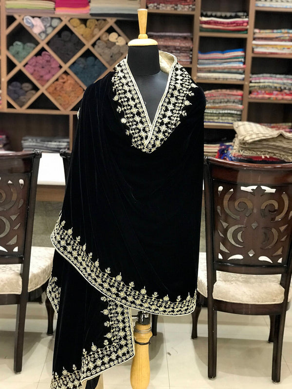 Velvet Orni with Hand Cut Dana and Pearl Work