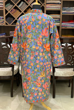 Sky Blue Floral Jaal Embroidered Coat