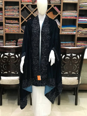 Velvet Cape Shawl With Hand Kardana Work